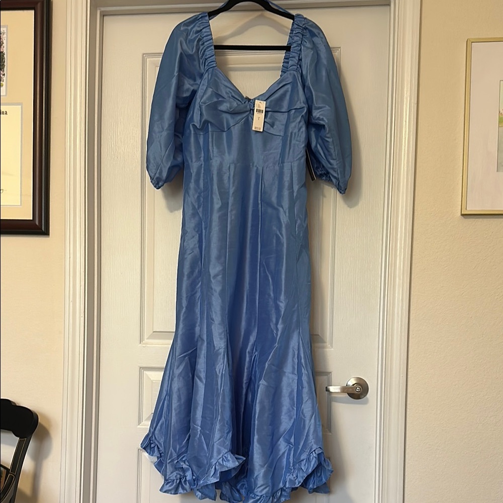 Zara Blue Puff Sleeve Dress